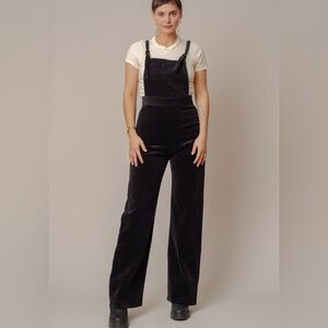 Cameo black high waisted stretch corduroy overalls